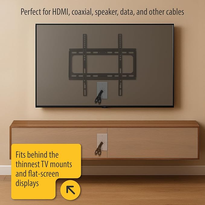 DATA COMM Electronics 45-0017-UWH Split Style TV Outlet Covers Wall Plate - Image 3