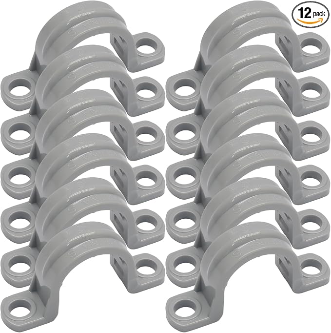 12pcs PVC Conduit Clamp 1/2 Inch Pipe Clamp | Plastic Pipe Strap Clamps by Jersvimc