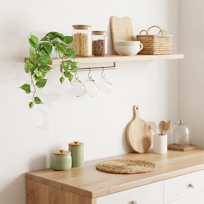 Mkono Fake Hanging Plants with Ceramic Pot, Realistic Greenery Look, Modern - Image 3