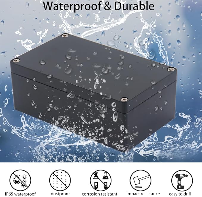 2 Pack Project Box ABS Plastic Black Electrical Boxes IP65 Waterproof DIY - Image 6