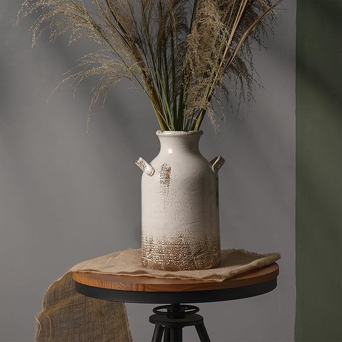 Quoowiit Ceramic Rustic Farmhouse Vase, 14 Inch Distressed Decorative Flower - Image 2