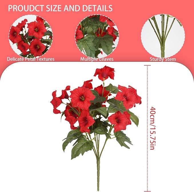 Artificial Flowers for Outdoors, Faux Petunias Spring Summer Decoration - Image 2