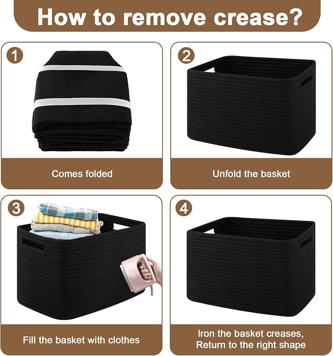 OIASKET 4Packs Natural Cotton Rope Storage Baskets - Image 9