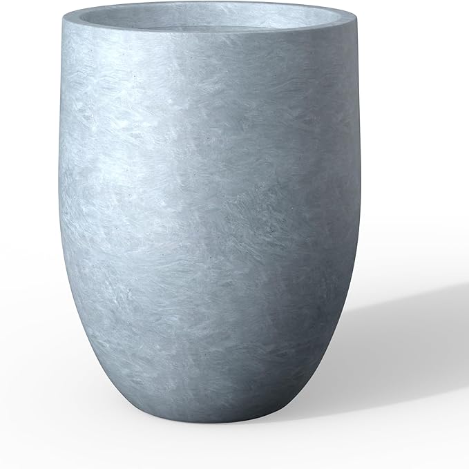Kante Large Round Bullet Blue Gray Concrete Planter 21.7" Tall, Outdoor | by Unknown