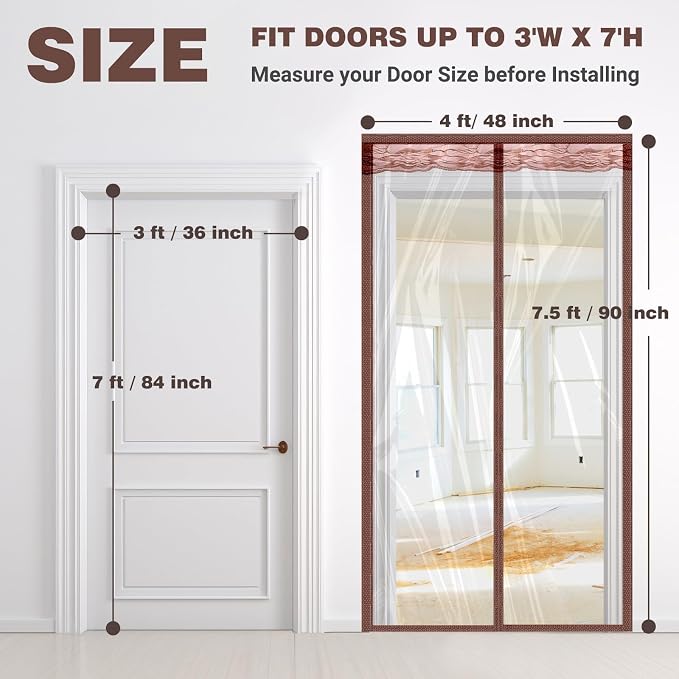 Dust Barrier, Plastic Zipper Magnetic Door Dust Protection Kit, Construction - Image 2