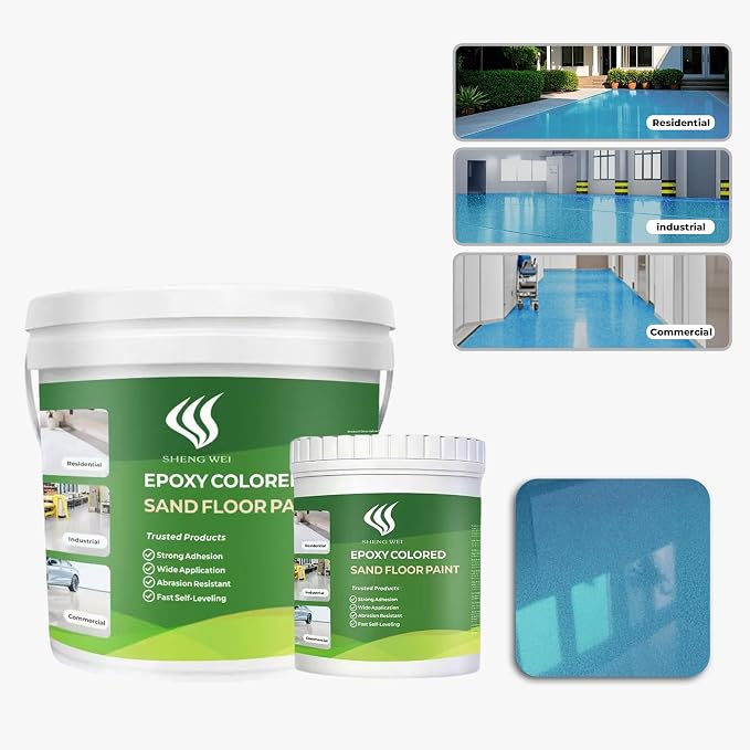 Epoxy Colored Sand Floor Paint, 1 Gallon | Covers 35 Sq Ft, Self-Leveling by SHENGWEI