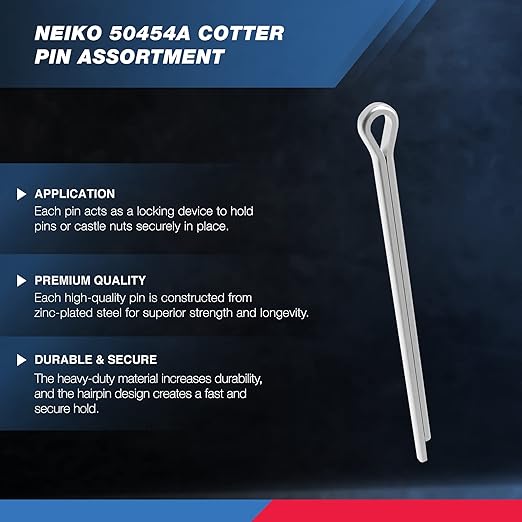 NEIKO 50454A Cotter Pin Assortment | 555 Piece | Zinc Plated Premium Quality | - Image 2