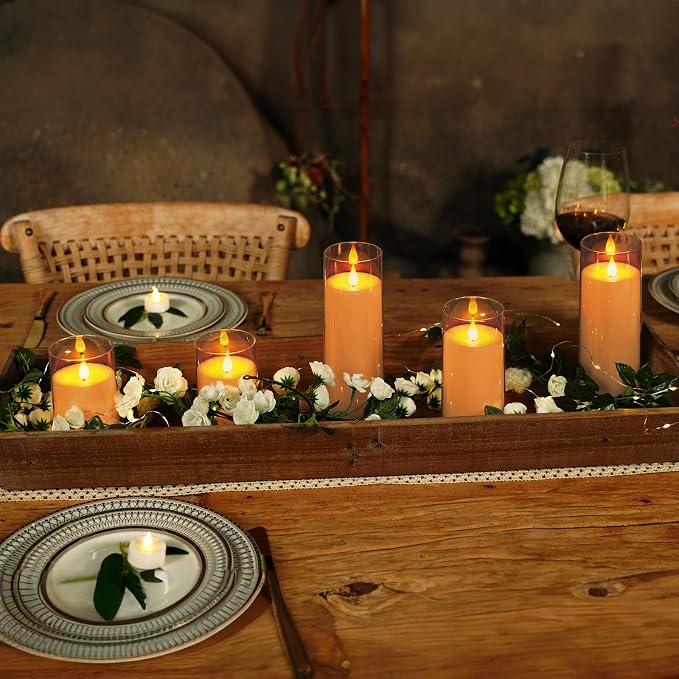 Homemory Amber Flickering Flameless Candles, Battery Operated Acrylic LED - Image 4