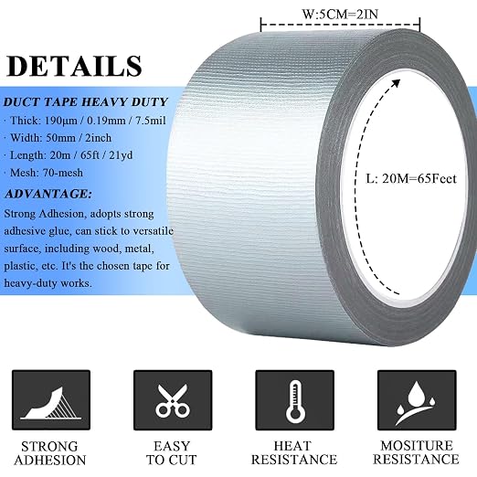 3pcs Duct Tape Heavy Duty for Ductwork Repair - 65 FT*2 Inch*190μm - Image 2