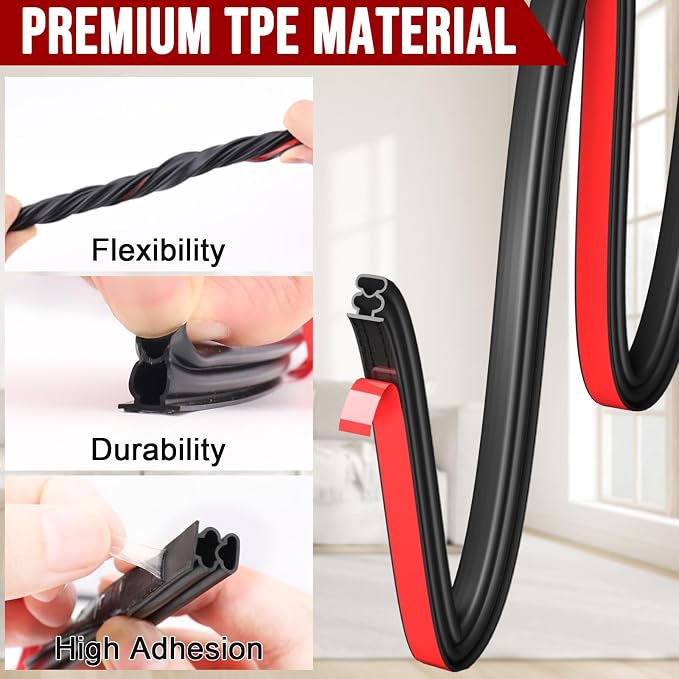 alophoty Door Weather Stripping Door Seal Strip, 0.39"×0.39" | Self-Adhesive - Image 5