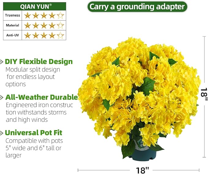 Artificial Hydrangea Bush – 20 Inch Potted Faux Hydrangea Plant, UV Resistant - Image 5