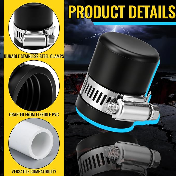 6 Pack 1-1/2 Inch Flexible PVC Pipe Cap - Image 3