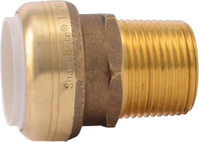 SharkBite 1 Inch PVC x 1 Inch MNPT Adapter, Push to Connect Brass Plumbing - Image 3