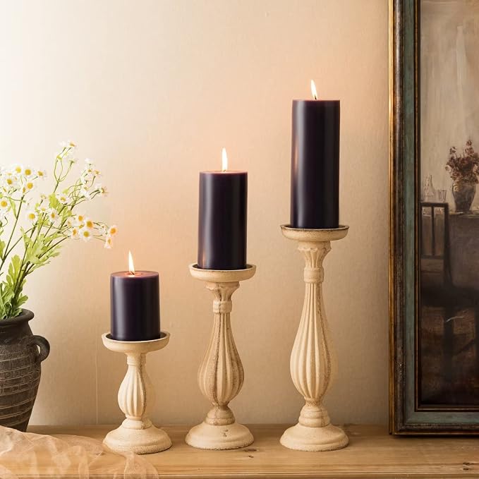 MOZEAL 3" x 8" Hand-Poured Unscented Large Candle, Smokeless Rustic Pillar - Image 6