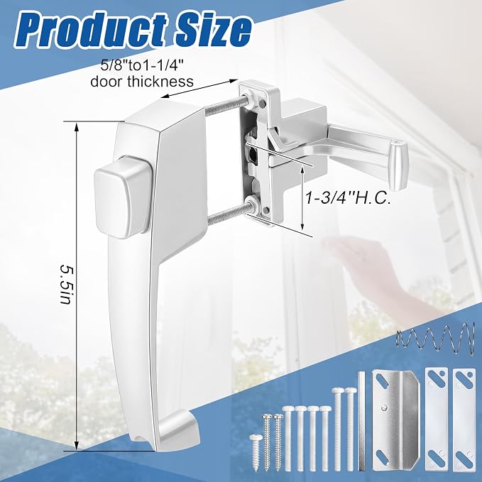 Novabright 2 Set Storm and Screen Door Handle Replacement Push Button Latch | - Image 2
