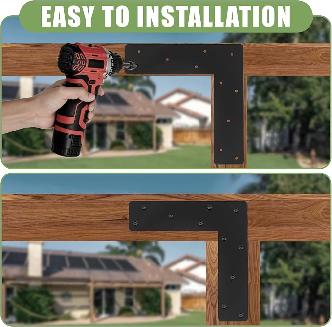 4Pcs 11.8"x3" L Shape Flat Brackets|Thickness 0.12" Mending Plates| | 90 ° - Image 5