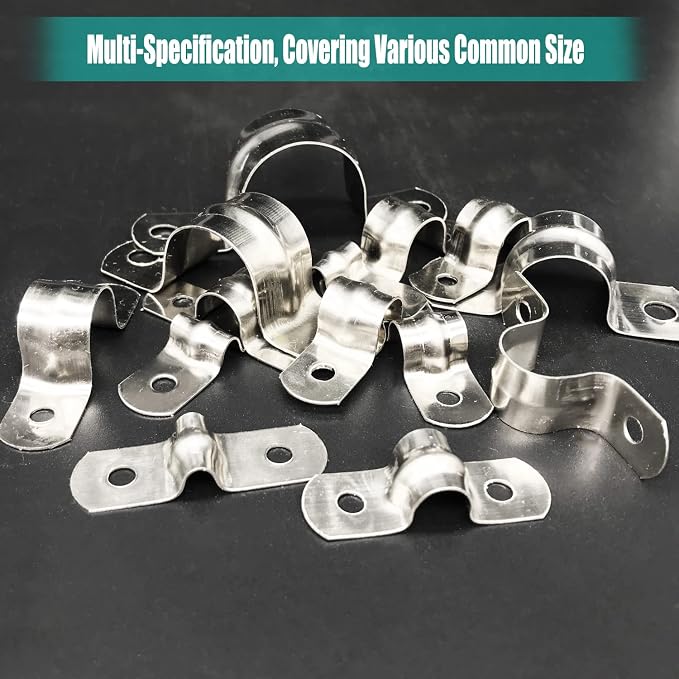 142 Pcs Pipe Strap Clamp Assortment Kit, 304 Stainless Steel 2 Holes Rigid Pipe - Image 5