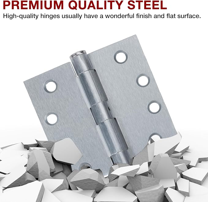 TDCHINGES Heavy Duty Door Hinges Satin Chrome 4.5Inch x 4 1/2"Square 1 Pack | - Image 5