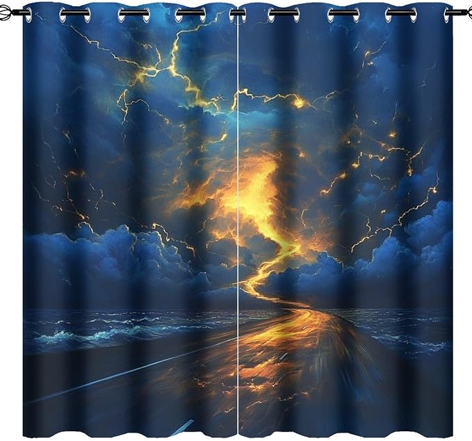 Nature Tornado Lightning Blackout Curtains by StyleYourHomeLoveYourSpace