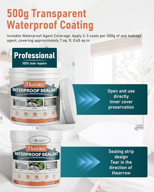 Tkaimy Waterproof Coating, Stop Leak, Indoor and Outdoor Use | - Image 7
