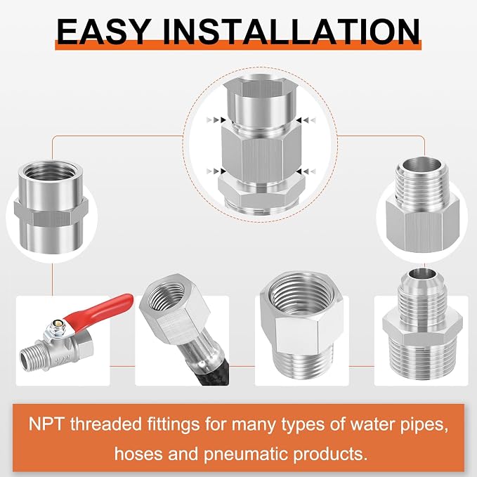 1 Pack 304 Stainless Steel Male to FeMale Adapter, M10*1 Male x 1/4" FeMale NPT - Image 5