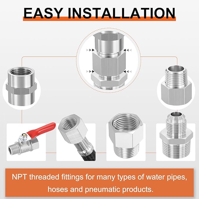 1 Pack 304 Stainless Steel FeMale to Male Adapter, 1/2" FeMale NPT x 3/8" Male - Image 5