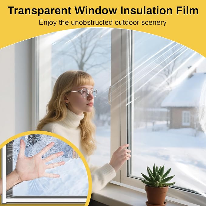 Window Insulation Kit, Reusable Transparent Plastic Film - Image 3