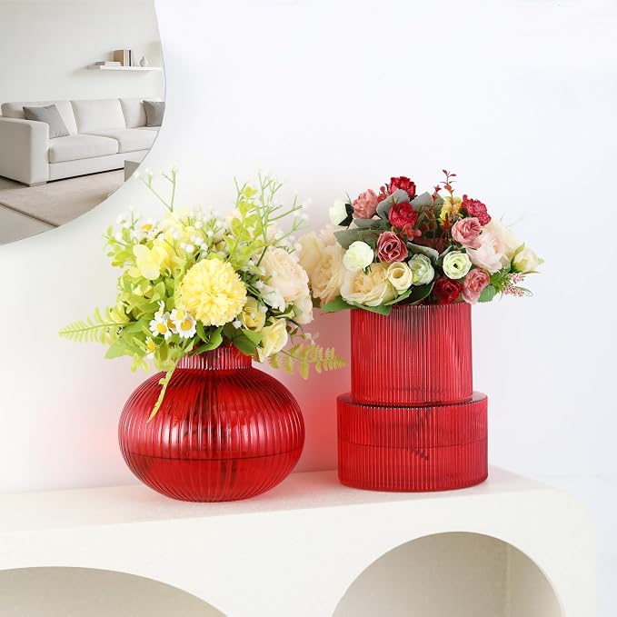Ribbed Glass Vases, Modern Vase - Image 2