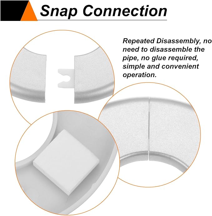 HARFINGTON 2pcs Wall Split Flange 51mm/2" Self-Adhesive Plumbing Cover Plates - Image 4