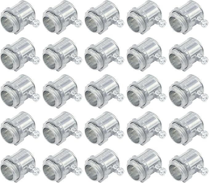 25 Packs EMT Set Screw Connectors, 1/2-Inch EMT Zinc Die Cast Electrical - Image 2
