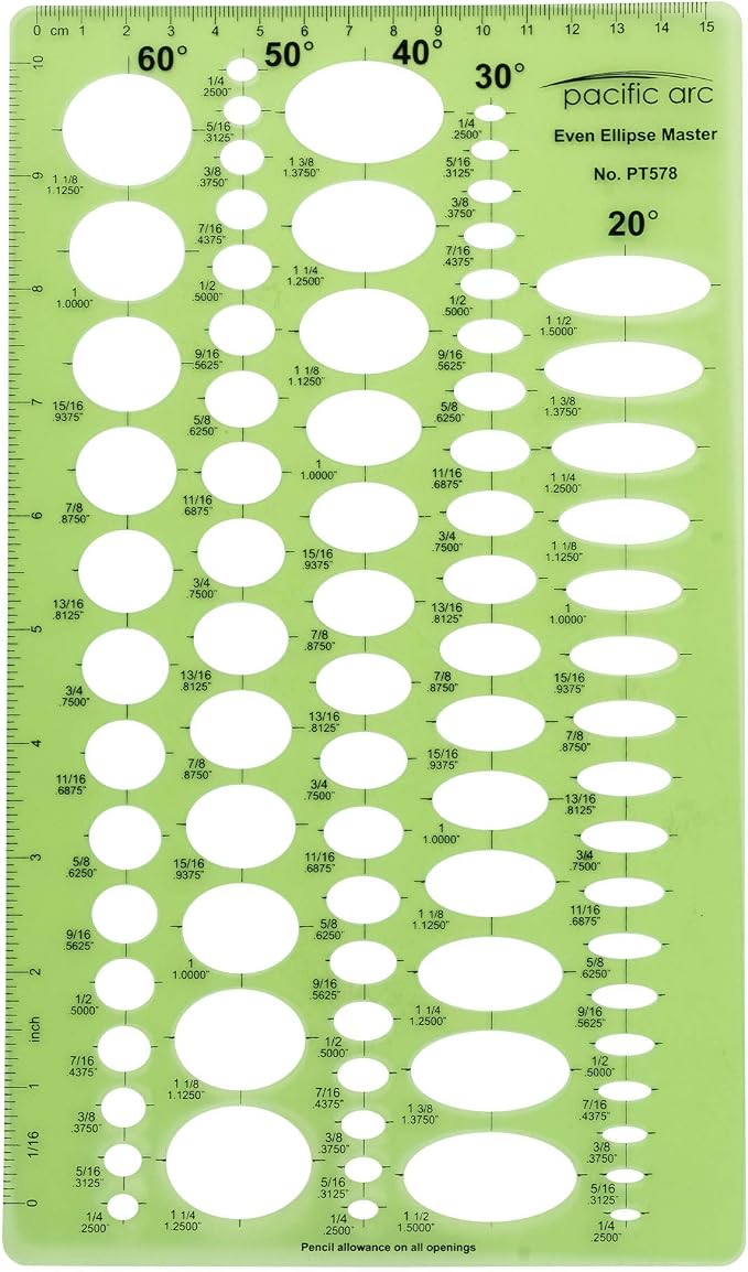 Pacific Arc Even Ellipse Master Template Guide, 79 Ellipses in 5 projections of by PacificArc