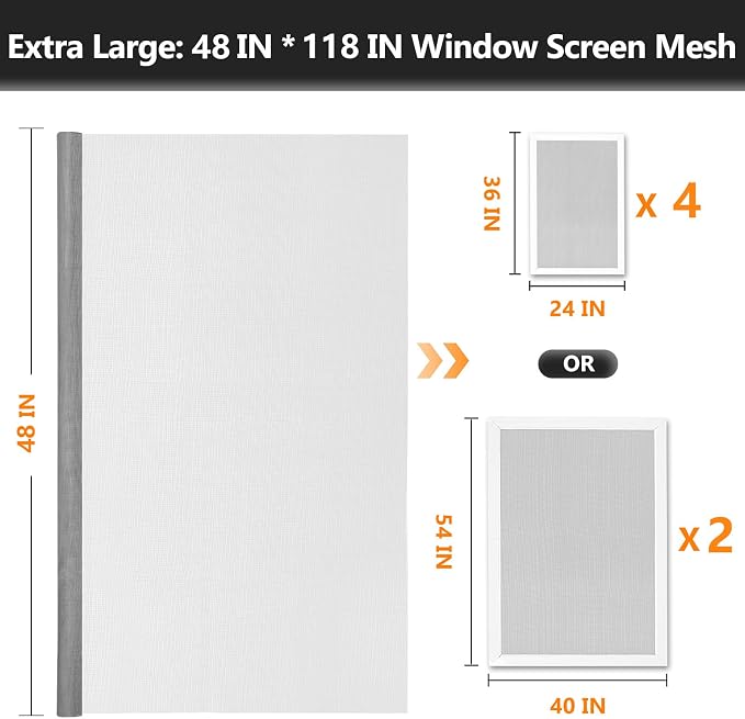 Secopad Window Screen and Screen Door Mesh Repair Kit, 48in x 118in | - Image 2