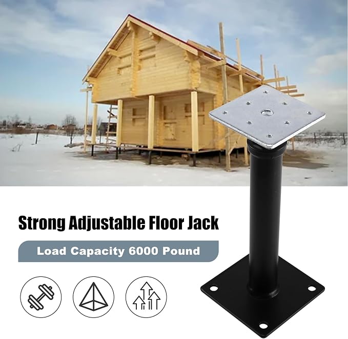 RULLINE 4-Pack Adjustable House Floor Jacks, 9.5-13.5 Inch Mini Screw Jacks - Image 3