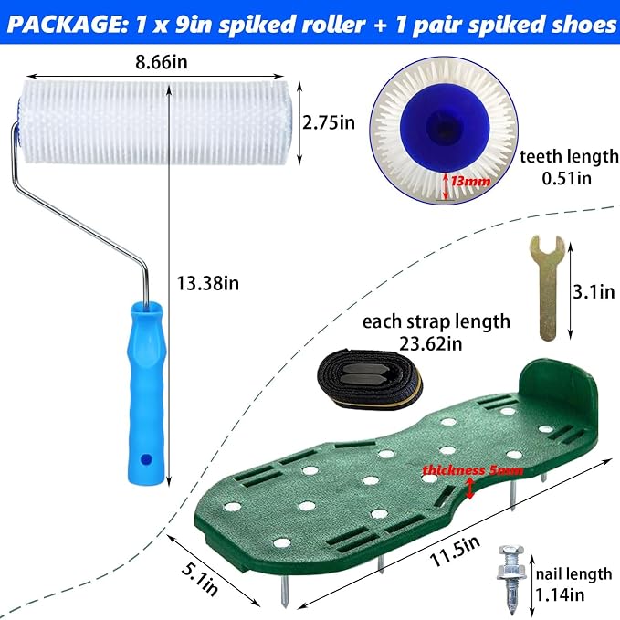 9 Inch Screed Spiked Roller Self Leveling Concrete Roller Epoxy Roller Spike - Image 5