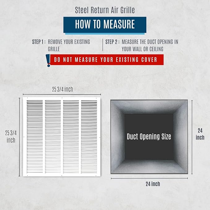 24x24 Duct Opening | Steel Return Air Grille by HOANK | Vent Cover Grill - Image 2