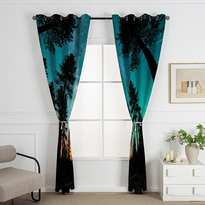 Forest Curtains for Bedroom Blackout, Milky Way Meteor Curtains, Pine Forest - Image 2