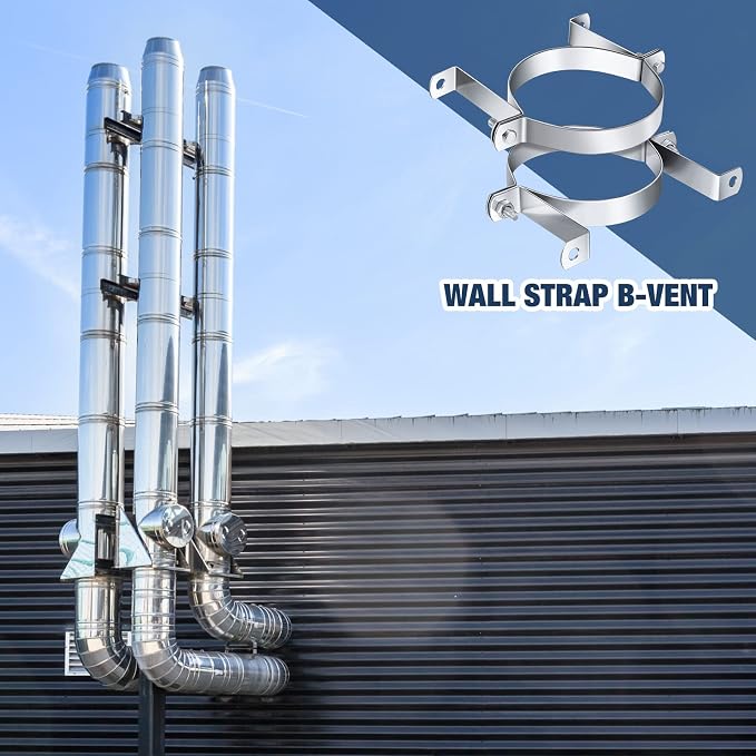 2 Pcs 6 Inch B Vent Wall Straps, Round Pipe Split Ring Hangers | Galvanized - Image 6