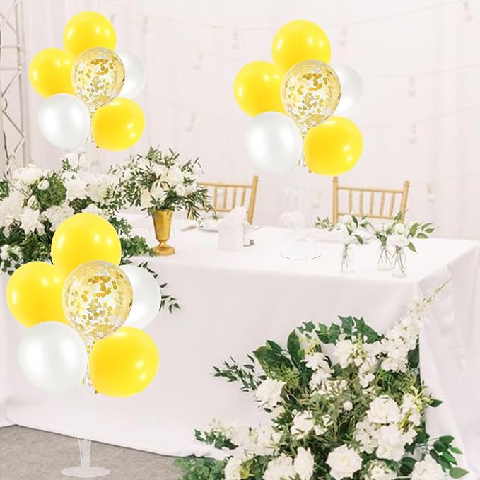 ZJDHPTY 4Set Yellow and White Balloon Stand Table Centerpiece Party Decor | - Image 6