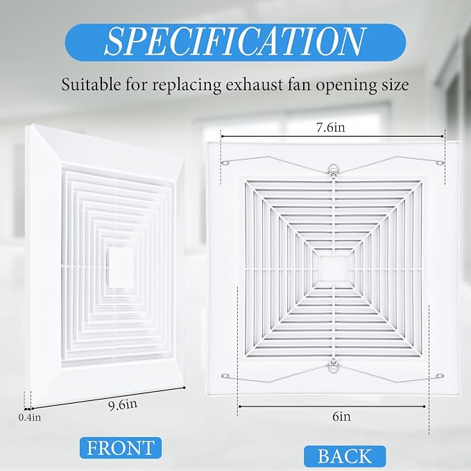Baquler 2 Pcs 9.84 x 9.84'' Exhaust Bathroom Fan Cover - Image 2