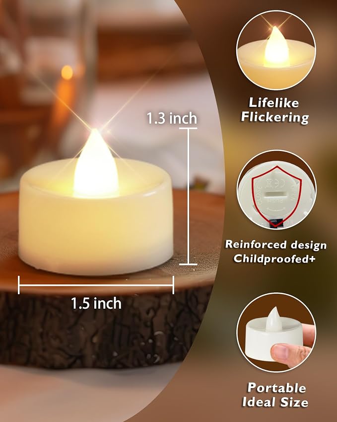 Homemory 100-Pack Flameless Tea Lights Candles Battery Operated, 200+ Hours | - Image 5