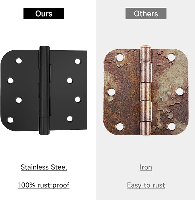 Ball Bearing Door Hinges, 4 x 4 Inch Stainless Steel Matte Black, 3 Pack | - Image 4