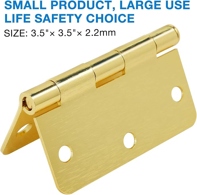 Door Hinges Satin Brass 3.5 Inch Interior 12 Pack 1/4" Radius Corners | - Image 6
