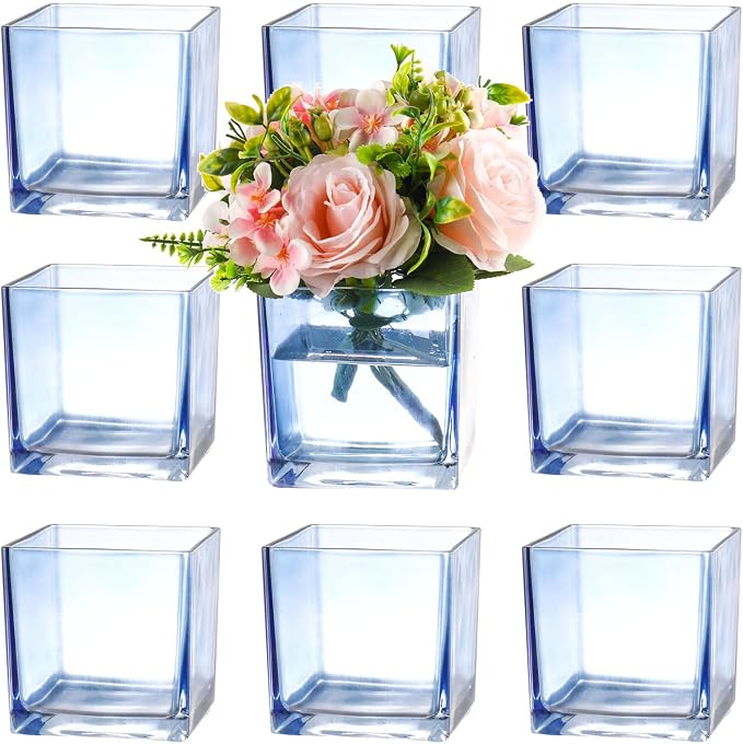 Square Glass Vases Set of 9, Square Vase by MARTAGE