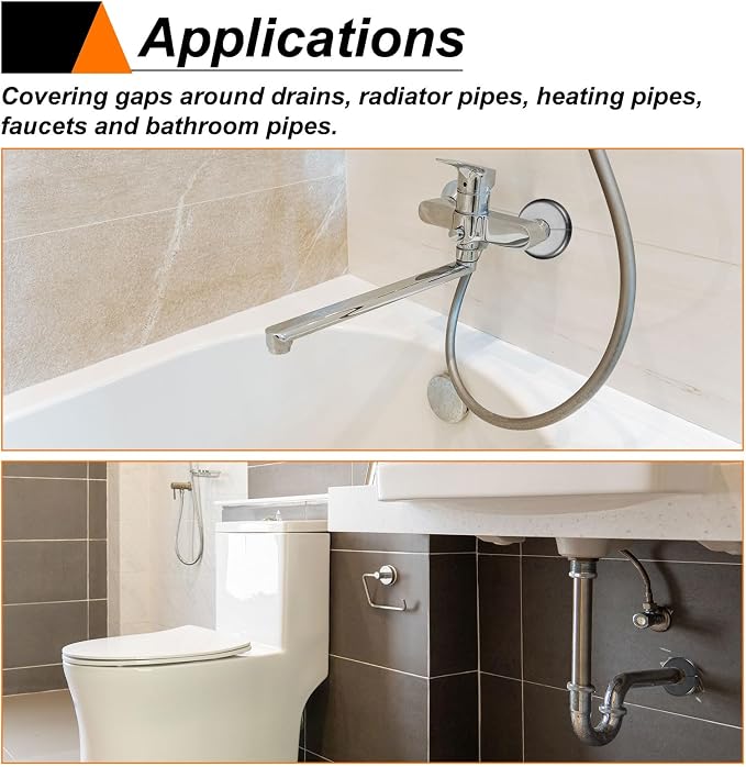 HARFINGTON 2pcs Wall Split Flange 17mm/0.7" Self-Adhesive Plumbing Cover Plates - Image 7