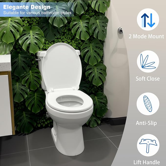 Toilet Seat Round with Soft Close, Top/Bottom Fixing 2 Mount Way, Compatible - Image 4