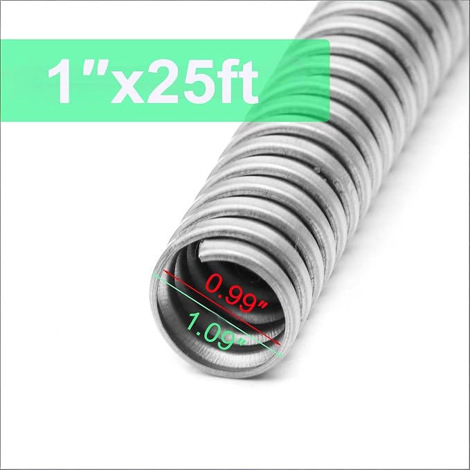 1 Inch 25 FT Flexible Reduced Wall Electrical Conduit, Iron Galvanized Cable - Image 2