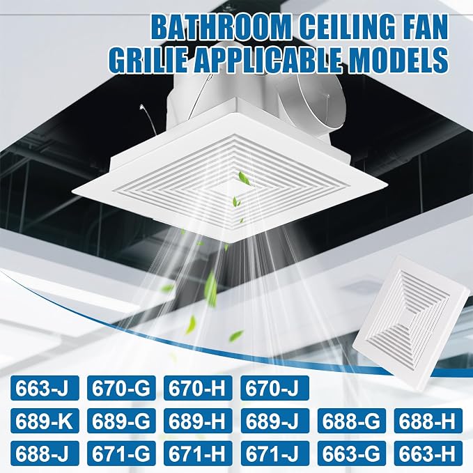 (2-Pack 12" BP90 Spring Bathroom Exhaust Fan Cover 12-1/4" x12" Vent Cover - Image 3