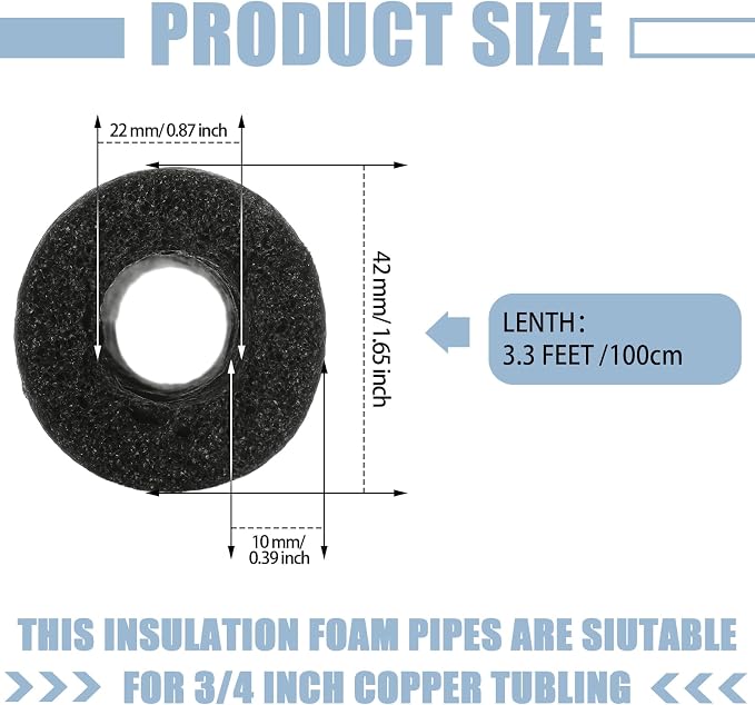 12 Pcs 3.3 Feet Foam Pipe Insulation Foam Tube Insulating Water Pipe Pool Swim - Image 2