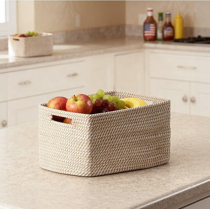 5 Pack Woven Storage Baskets, Decorative Storage Bins - Image 8