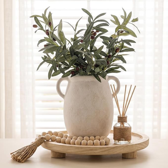 Ceramic Flower Vase with Handle, 7.9in Waterproof Farmhouse Table Rustic Vases - Image 3